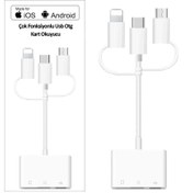 Resim Type-C iPhone Micro Usb Çok Fonksiyonlu Usb Otg Kart Okuyucu 