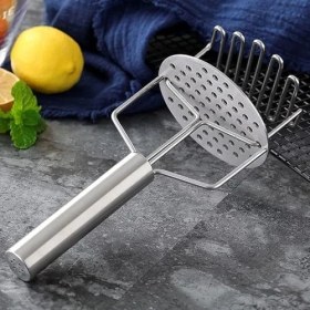Resim Paslanmaz Çelik Yaylı Patates Ezici - 24,5 cm Patates Presi | Ergonomik Saplı Sebze Ezme Aleti | Manuel Püre Yapıcı | 