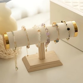 Resim 1 Adet Elegant Ahşap Mücevher Sergi Standı, Çok Amaçlı Bitmemiş Oval Masaüstü Kolye Küpeği Tutucu, Montaj Gerektirmez 