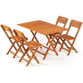 Resim 4+1 Minderli Balkon Bahçe Mutfak Bistro Set Katlanır Masa-sandalye 120x70 Ahşap 