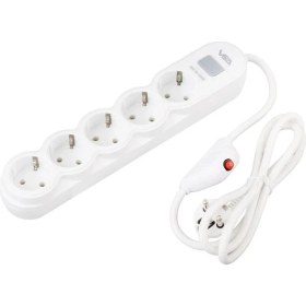 Resim Vea VA-21569 5'li 1.5 mt Kablolu Anahtarlı Beyaz Akım Korumalı Priz 