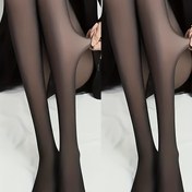 Resim 2 Çift Kadın Yarı Şeffaf Termal Tayt - Sonbahar & Kış için Yumuşak Esnek Külotlu Tayt, Slim Fit Elastik Bel Bandı, Düz Renk, Rahat İç Giyim & Uyku Giyim, Kışlık Tayt | Şık Tayt | Esnek Kumaş 