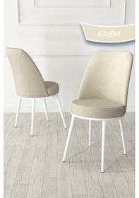 Resim Canisa Kea Serisi Yuvarlak Beyaz Mermer Desen Mutfak Masa Takımı 4 Krem Babyface Sandalye Beyaz Mermer Desen Masa Sandalyeler Krem 