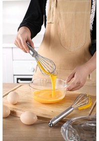 Resim Silikonlu Paslanmaz Çelik Tel Çırpıcı Yumurtalık Sos Krema Karıştırıcı 35 Cm Çelik 