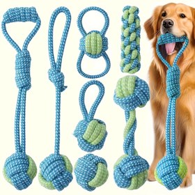 Resim 4/7 adet Diş Temizleme İpi Düğümü Evcil Hayvan Oyuncağı - Mavi ve Yeşil Düğüm Tasarımı ile Dayanıklı Köpek ve Kedi Çiğneme Oyuncağı, Tüm Irklar için Etkileşimli Diş Temizleme Malzemesi, Sağlıklı Diş Eti Bakımı ve Diş Sağlığı için Destek, Köpek Diş Temizleme Oyuncağı, Eğlenceli Tasarım, Sağlam Yapı 