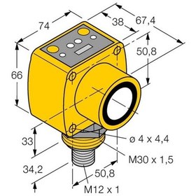 Resim Turck Ru8m-q50-lıu26x4-h1151 Ultrasonik Sensör , 8m. Algılama Mesafesi, 4-20ma/0-10v, M12 Konnektörlü 