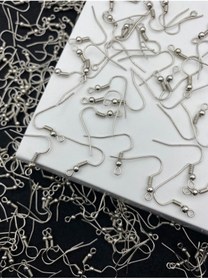 Resim Hedef Bijuteri 50 Adet Nikel Renk - Gümüş Renk Küpe Kancası,çengelli Küpe Klipsi,küpe Yapım Malzemesi 