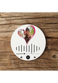 Resim Kişiye Özel Spotify Barkodlu Mdf İkili Bardak Altlığı Çok Renkli 