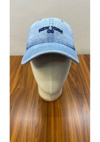 Resim Denim Jean Kot Kumaş Vintage Yıkamalı Unisex Cap Şapka Açık Mavi 