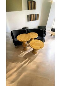 Resim Simillo Ahşap Yan Sehpa 3 Lü Koyu Ceviz Renkli Masif Doğal Zigon Ve Fiskos Kahverengi 