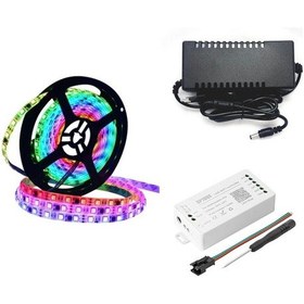 Resim WS2811 ARGB Pixel Şerit LED 5m Wifi Kontrol sp108+adaptör (SP108E) 