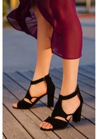 Resim Daxtors D1250 Kadın Günlük Klasik Topuklu Ayakkabı Siyah-süet 