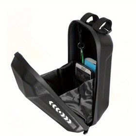 Resim Taşınabilir Elektrikli Scooter Ön Gidon Depolama Çantası - Çok Bölmeli Büyük Kapasiteli Organizatör, Telefon, Cüzdan ve Anahtarlar için Ayarlanabilir Askılıklı Ergonomik Tasarım (Siyah) | Kumaş 