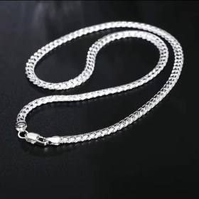 Resim 1 adet Gümüş Zincir, 50cm (20in) Uzunlukta, Kadınlar ve Erkekler için Lüks Tasarım, Moda Düğün Nişan Takıları 