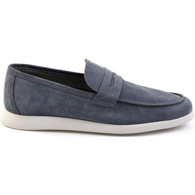 Resim Bambi Kot Mavi Hakiki Deri Erkek Loafer Ayakkabı E01395428302 Mavi 