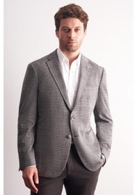 Resim İmza Siyah Mono Yaka Ekose Desen Pamuklu 6 Drop Comfort Fit Classic Ceket 1002255152 Siyah 
