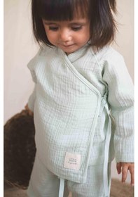 Resim Little Gusto Kruvaze Yaka Müslin Bebek Ceketi Yeşil Organik Pamuk Yeşil 