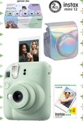 Resim Fujifilm Instax mini 12 Yeşil Fotoğraf Makinesi-20'li Film ve Parlak Kılıf Seti 