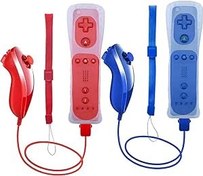 Resim Wii Remote Controller, 2 Packs Upgrade Wii Wireless Controller Compatible with Wii Wii U Console(Deep blue and red) 