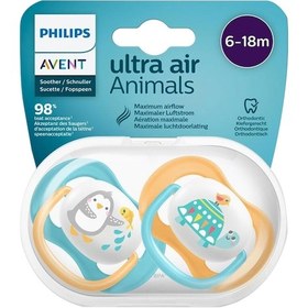 Resim Philips Avent Ultra Air Animals Emzik 2'li 6 - 18 Ay Sarı - Mavi 