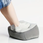 Resim Seyahat ve Masaj için Şişme Ayak Desteği Yastığı - Gri PVC Kadife Yastık, Yumuşak Peluş Üst, Araba, Uçak ve Dış Mekan Kullanımı için Taşınabilir & Rahat, Araba Ayak Desteği | Kompakt Tasarım | Yumuşak Kadife Yüzey 