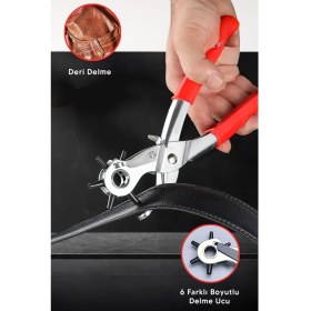 Resim Alvo Store 6 Başlıklı Döner Kemer Delme Aleti Metal Delik Açıcı Pense, Deri Kanvas Kemer Delme Makinesi 