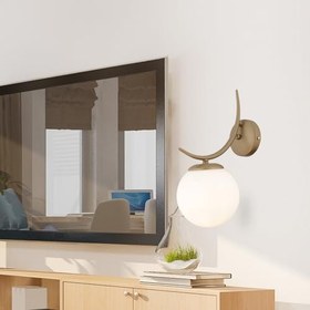 Resim Germaine Tekli Eskitme Beyaz Camlı Modern Yatak Başı, Salon Aplik 