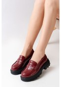 Resim 746-759 Bordo Rugan Günlük Yüksek Tabanlı Loafer Ayakkabı Bordo 