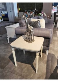 Resim Akset Lüx Yan Sehpa Gümüş Krem 