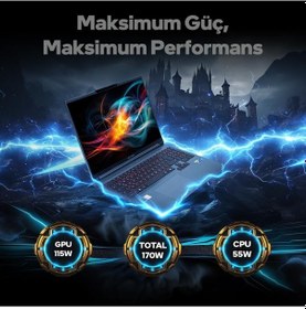 Resim Game Garaj Slayer X5T-5050-C8 i5-13500HX 16 GB 500 GB SSD RTX5050 16" Free Dos Dizüstü Bilgisayar 