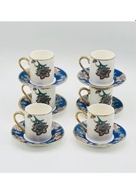 Resim Tekbir Vintage Osmanlı Motifli Porselen Kahve Fincan Takımı 