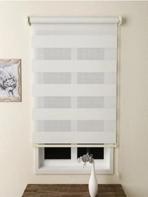 Resim Beyaz Düz Stor Zebra Perde 220 X 240 Ekru 