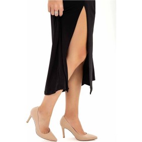 Resim Tamer Tanca Kadın Hakiki Deri Vizon Stiletto Ayakkabı 22 5205 Bn Ayk Vızon Vizon 