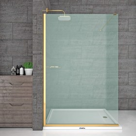Resim Seperatör Duşakabin | Tek Sabit Cam Panel - 70-79cm / Altın / Sabit panel 