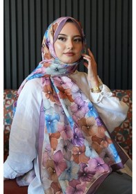 Resim Afvente Ortanca Çiçek Desen Lavanta Soft Pamuk Şal Çok Renkli 