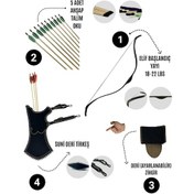 Resim Geleneksel Okçuluk Başlangıç Seti - Elif Yay + 5 Ok + Zihgir + Tirkeş 