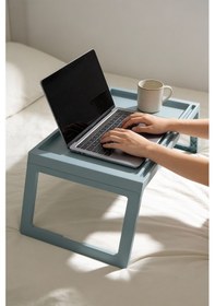 Resim Katlanabilir Yatak Üstü Keyif Sehpası Laptop & Kahvaltı Sehpası 56 36 Cm Mavi 