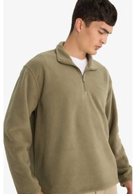 Resim Defacto Relax Fit Yarım Fermuarlı Polar Sweatshirt F0448ax25aukh401 Haki-kh401 