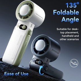 Resim Yüksek Hızlı Buz Soğutmalı El Tipi Fan, 199 Ayarlanabilir Hız, USB Şarj Edilebilir 6000mAh Uzun Pil Ömrü, Turbo Fan, Dijital Ekran, Sessiz ve Güçlü, Boyun Askılı Taşınabilir Dış Mekan ve Ev Kullanımı İçin, Çoklu Renk Seçenekleri, Soğutma, Yarı İletken, Katlanabilir, Fırçasız Motor, Turbin Artırımlı, Ultra Uzun Pil Ömrü, Sessiz Çalışma, 199 Ayar 