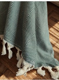 Resim %100 Pamuk Koltuk Örtüsü - Çok Amaçlı Koltuk Şalı, Pike, Piknik Örtüsü-170x220cm Yesıl Yeşil 