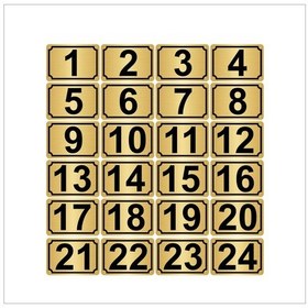 Resim Metal Kapı,masa,dolap Numarası 5cmx7cm 24 Adet Dikdörtgen (1…24) Altın Renk Metal 
