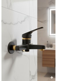 Resim 56623 Banyo Bataryası Duş Musluğu Musluk Armatür Siyah Beyaz Krom Gold Altın - Siyah 