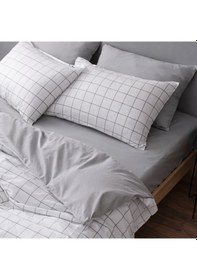 Resim Tek Kişilik Nevresim Takımı 160x220cm 2 Yastık Kılıfı Lastikli Çarşaflı 120x200+30 Beyaz 