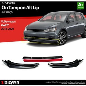 Resim Volkswagen Golf Uyumlu 7,5 Abs Plastik Ön Tampon Alt Lip Kırmızı Ekli 4 Parça. 2018-2020 A+kalite Parça 