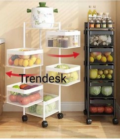 Resim 5 Katlı Metal Beyaz Patates Soğan Sebze Meyve Sepeti Sebzelik Tekerlekli 1017-cn 