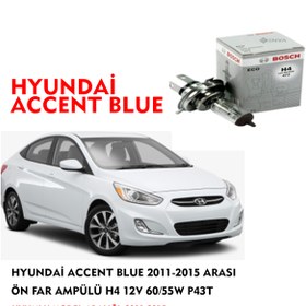 Resim Bosch Hyundai Accent Blue 2011-2015 Uyumlu Arası Ön Far Ampülü H4 12v 60/55w P43t 