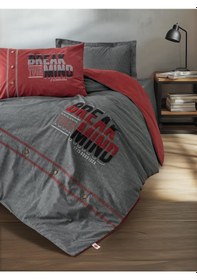 Resim Cotton Box Mood Nakışlı Ranforce Tek Kişilik Nevresim Takımı Fracto Bordo Bordo 