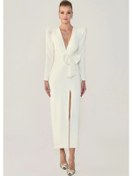 Resim Elbise Alfa Beta Kadın Abiye Beyaz Beden : 44 Siyah 