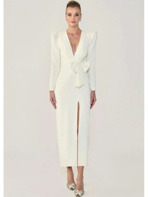 Resim Elbise Alfa Beta Kadın Abiye Beyaz Beden : 44 Siyah 