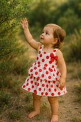 Resim MiniStand Kız Bebek Kırmızı Puantiyeli Fırfırlı Elbise 